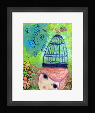 Framed Big Eyed Girl It's All In My Head Print