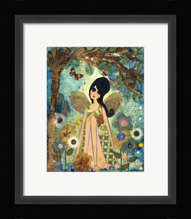 Framed Big Eyed Girl Keeping Each Other Company Print