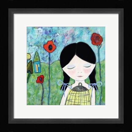 Framed Big Eyed Girl Wish Print