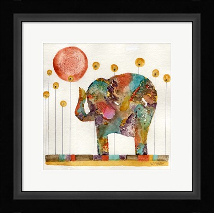 Framed Elephant In Sunflower Field Print