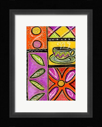 Framed Happy Coffee &amp; Flowers Print