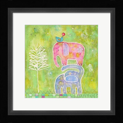 Framed Strong One Elephants Print