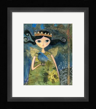 Framed Quiet Night Holds Secrets Big Eyed Girl Print