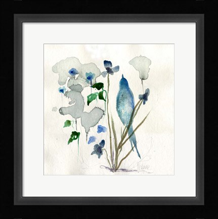 Framed Bluebird Raindrops Print