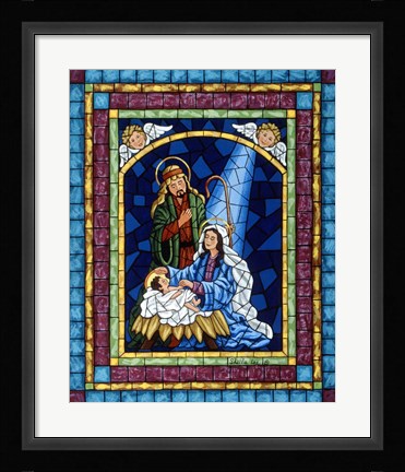 Framed Stained Glass Nativity Print