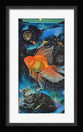 Framed Cat Nipping - Cat Tripping Print