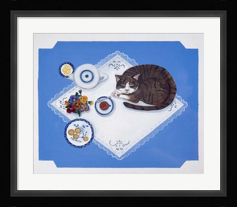 Framed Tabby Loves Breakfast Print