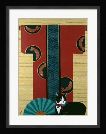 Framed Cat And Kimono Print