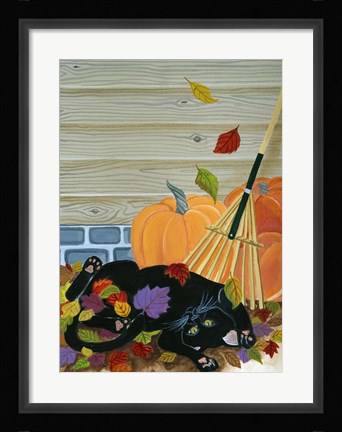 Framed Playing In The Leaves Print