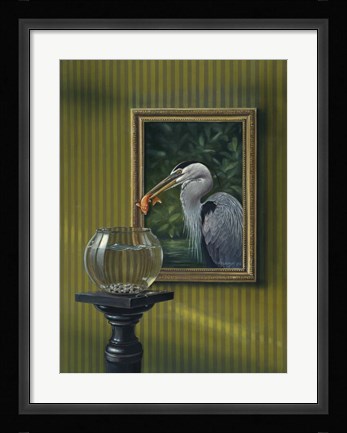 Framed Heron And Goldfish Print