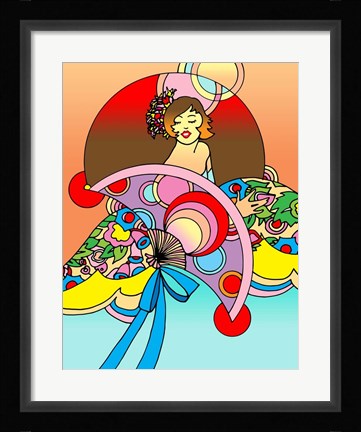 Framed Art Deco Fan Lady Print