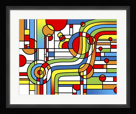 Framed Pop Art Stripes Curve Print