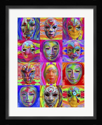 Framed Pop Art Masks Print