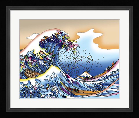 Framed Pop Art Great Wave Print