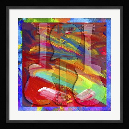 Framed Pop Art Guitar Swirls Print