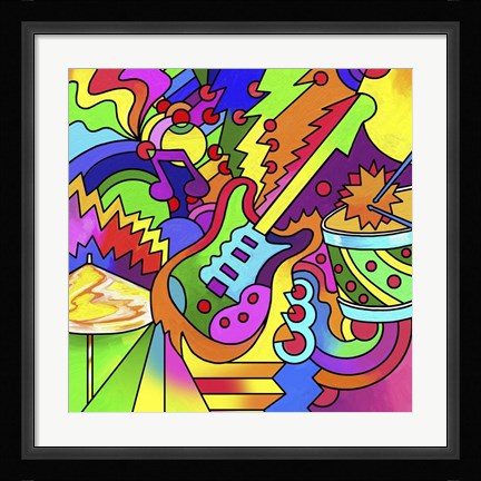 Framed Pop Art Guitar Drum Print