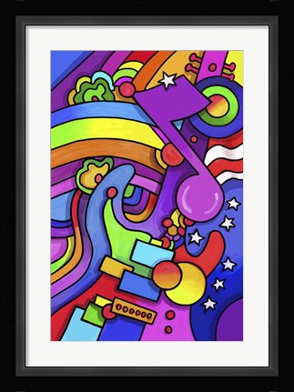 Framed Pop Art Guitar Note Print