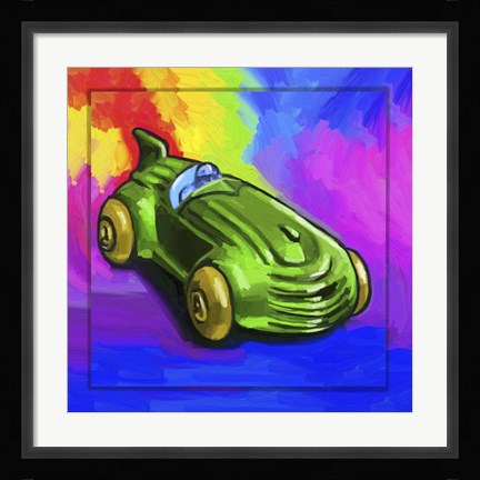 Framed Pop Art Deco Race Car Toy Print