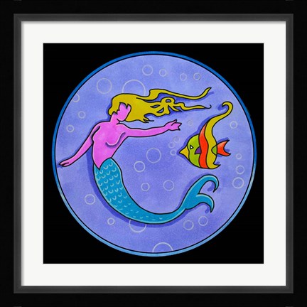 Framed Pop Art Mermaid Circle Print