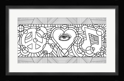 Framed Peace Love Music Horiz Print