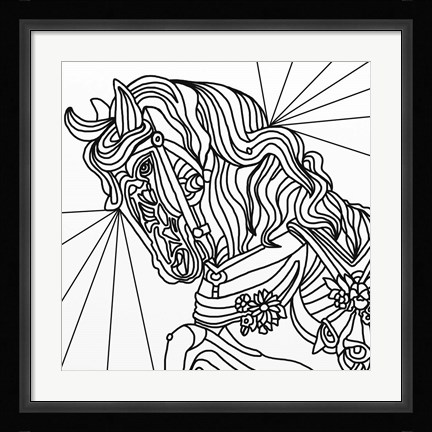 Framed Carousel Pony 2 Lineart Print
