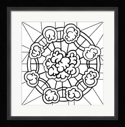 Framed Kalidescope Icon Lineart Print
