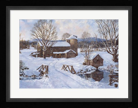 Framed Spring House By The Bridge Print