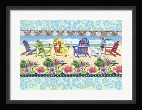 Framed Coastal Chairs Floral Print