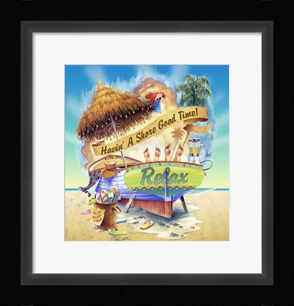 Framed Shore Good Time Boat Print