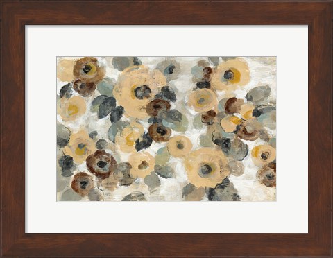 Framed Neutral Floral Beige I Print