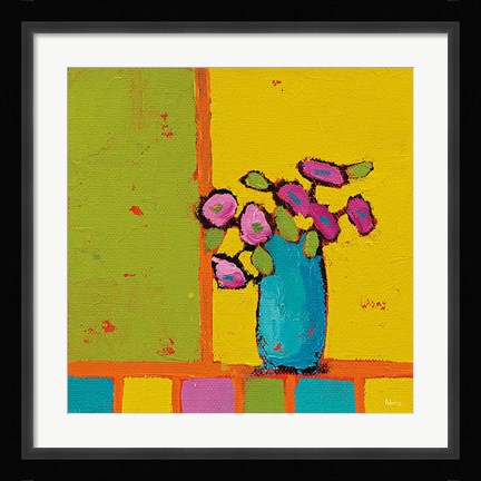 Framed Turquoise Vase Bright Print