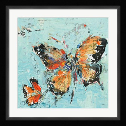Framed Monarch II Light Blue Print