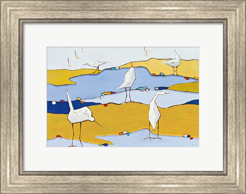 Framed Marsh Egrets VI Print