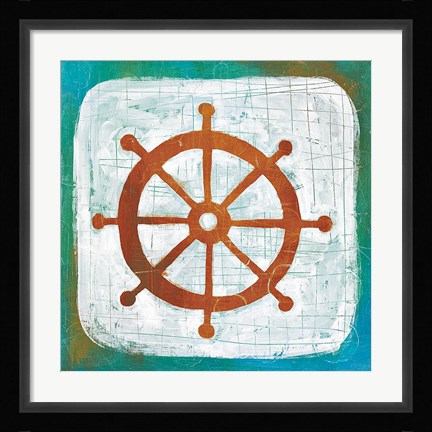 Framed Ahoy IV Red Blue Print