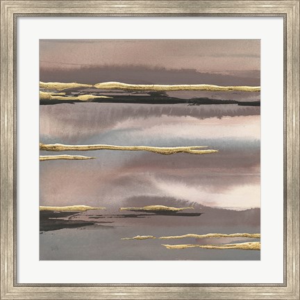 Framed Gilded Morning Fog I Gold Print