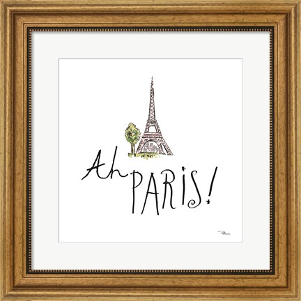 Framed Ah Paris I on White Print