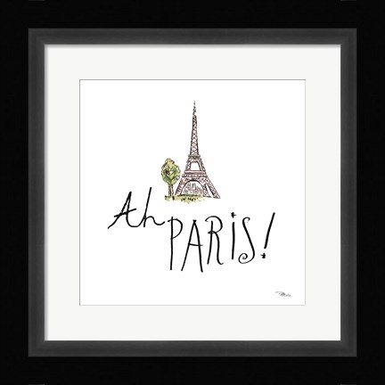 Framed Ah Paris I on White Print