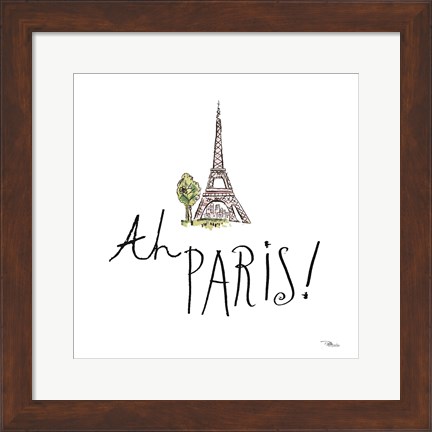 Framed Ah Paris I on White Print