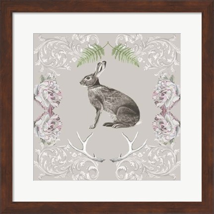 Framed Hare &amp; Antlers I Print