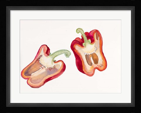 Framed Halves of Red Pepper Print
