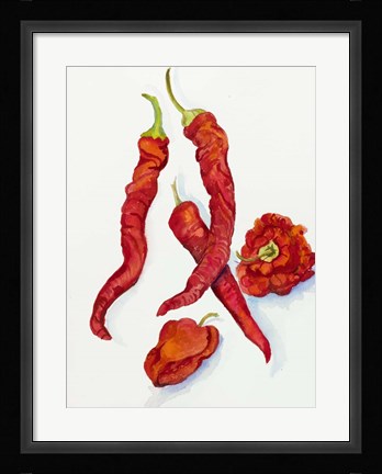 Framed Peppers Very Hot Print