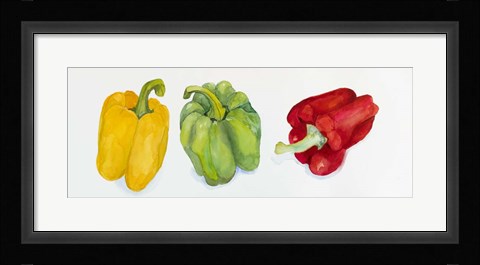 Framed Yellow, Green, and Red Peppers Print