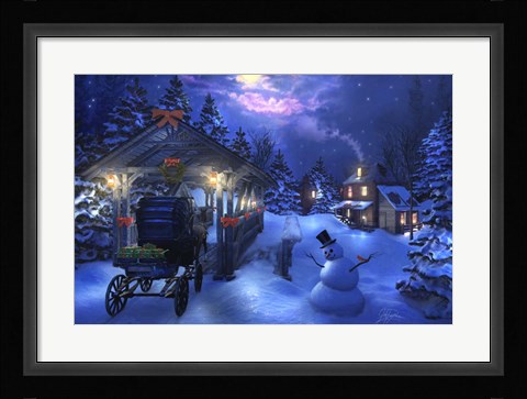 Framed Snowman Crossing Print