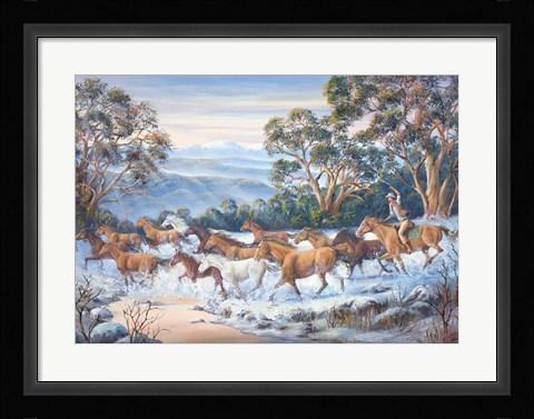 Framed Man From Snowy River Print