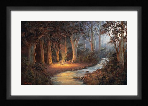 Framed Firelight And Moonrise Print