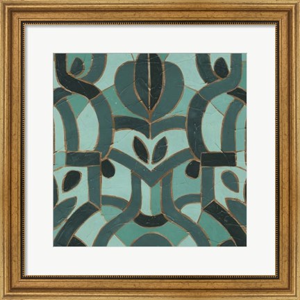Framed Turquoise Mosaic I Print