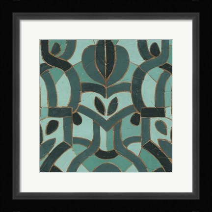 Framed Turquoise Mosaic I Print