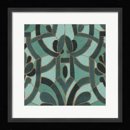 Framed Turquoise Mosaic II Print