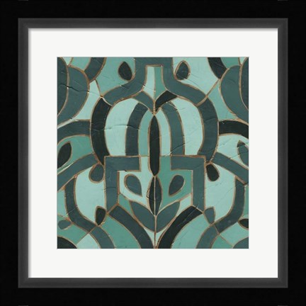 Framed Turquoise Mosaic IV Print