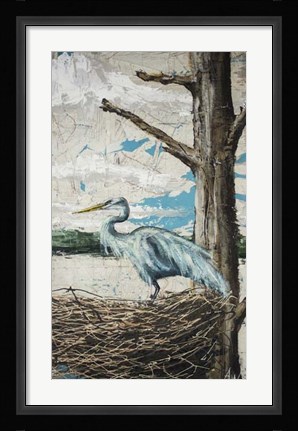 Framed Midway Heron I Print